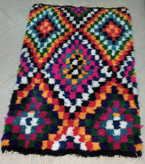 Beautiful Moroccan Berber Vibrant Colorful Large Diamond Medley Carpet
