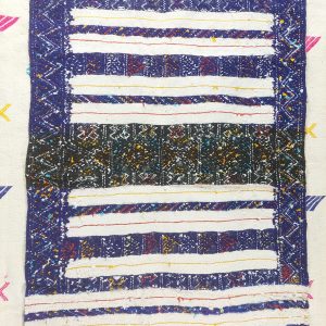 Blue, Purple, Black base with white stripes Moroccan Rug